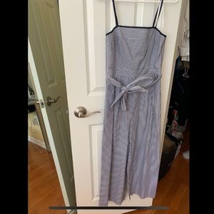 J Crew blue and white striped jumpsuit
